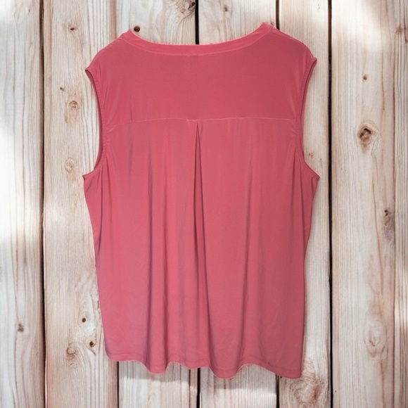 Anne Klein Elegant Coral Blouse with Pockets and Gold Zipper Detail - Picture 2 of 3